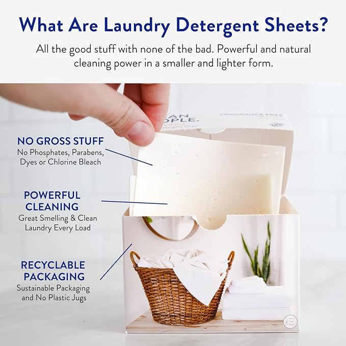 Clean People Laundry Detergent Sheets- Recyclable Packaging, Hypoallergenic, Stain Fighting, Works with All Machines including HE (384 Count, Sweet Petals)