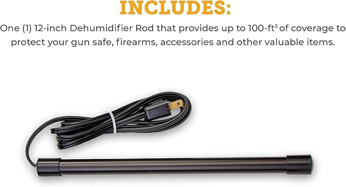 SnapSafe 12 Inches Gun Safe Dehumidifier Rod – Eliminates Condensation, Mildew, Humidity and Dampness, Maintenance-Free Coverage up to 100 cubic feet, Prevents Rush and Corrosion