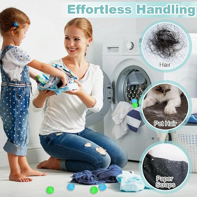 12PCS Pet Hair Remover for Laundry, Reusable Laundry Dog Hair Catcher Dryer Balls, Washing Machine Pet Hair Catcher Lint Remover for Removing Dog and Cat Fur from Clothing