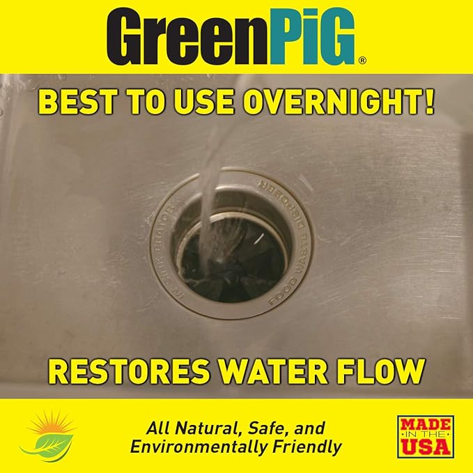 GREEN PIG Garbage Disposal Drain Deodorizer and Odor Eliminator, Destroys Odors, and Breaks Down the Causes for a Fresh, Clean Kitchen Environment