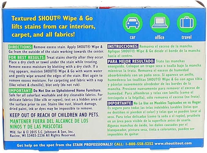 Shout Wipe & Go Instant Stain Remover - 12 CT