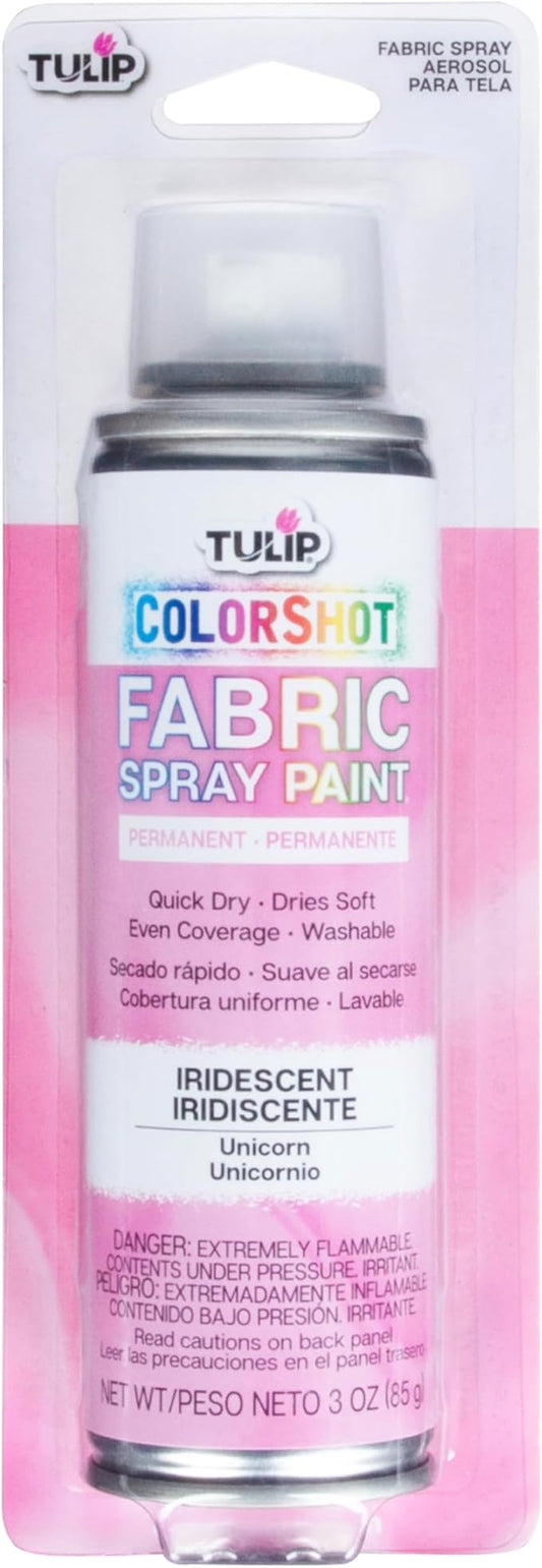 Tulip ColorShot Instant Fabric Spray Paint, Permanent Color Spray-On Fabric Paint, 3oz, Unicorn Iridescent Shimmer