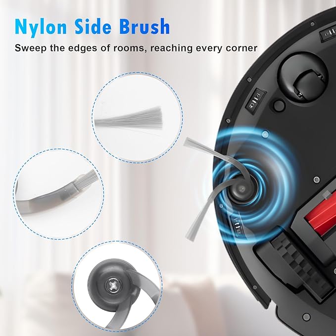 22 Pack Replacement Accessories Kit Compatible with Roborock QV 35A/QV 35S Robot Vacuum, 2 Main Brush, 6 Side Brush, 4 HEPA Filter, 4 Mop Pads, 4 Dust Bag