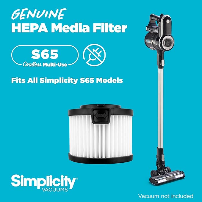 Simplicity Vacuums SF65 Certified Hepa Filter for Simplicity Handheld and Cordless Stick Vacuum Cleaner, S65 Replacement Filter Only