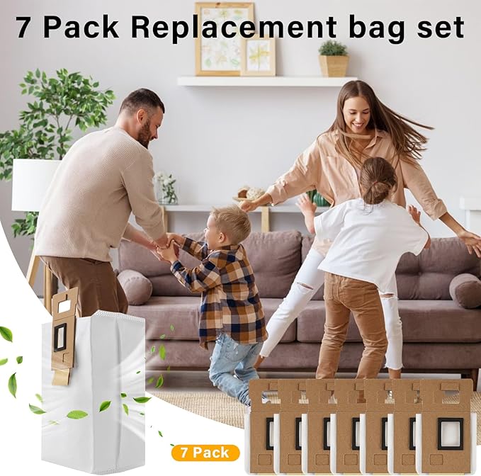 Dust Bag for Roborock S7/S7+ Vacuum Cleaner Auto-Empty Dock, 3L Large Capacity Cleaner Bag 7pack