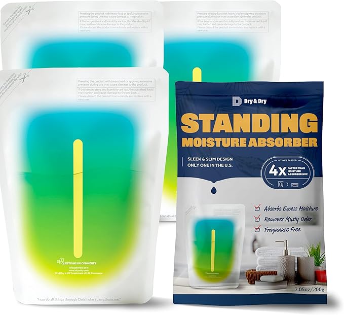 Dry & Dry [3 Packs Standing Moisture Absorbers to Control Excess Moisture for Basement, Closets, Bathrooms, Laundry Rooms - Moisture Absorbers Moisture Absorber
