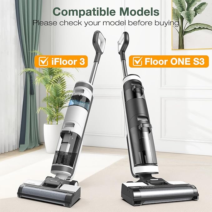 1+2 Pack iFloor 3/ S3 Brush Roller and HEPA Filter Set Compatible with Tineco iFloor 3/ Floor One S3 Cordless Vacuum Cleaners, 1 Pack Brush Roller + 2 Pack Vacuum HEPA Filters + 1 Pack Cleaner Tool