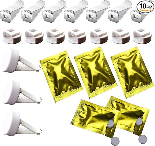 Car Air Vent Clips with Slot Head，Air Freshener Clip Auto Fragrance Pads replacement clips DIY Decorations for Office Home Automotive（10Pcs,White)）