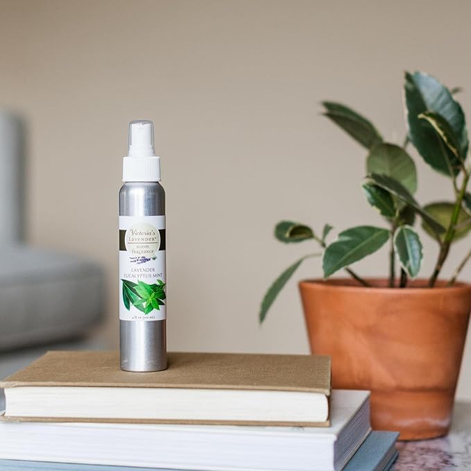 Victoria's Lavender Room Fragrance Spray - Air Freshener & Odor Eliminator - Lavender Eucalyptus Mint - Luxury Essential Oil Scent for Home & Bathroom - Aromatherapy & Stress Relief - 1 Pack, 4 fl oz