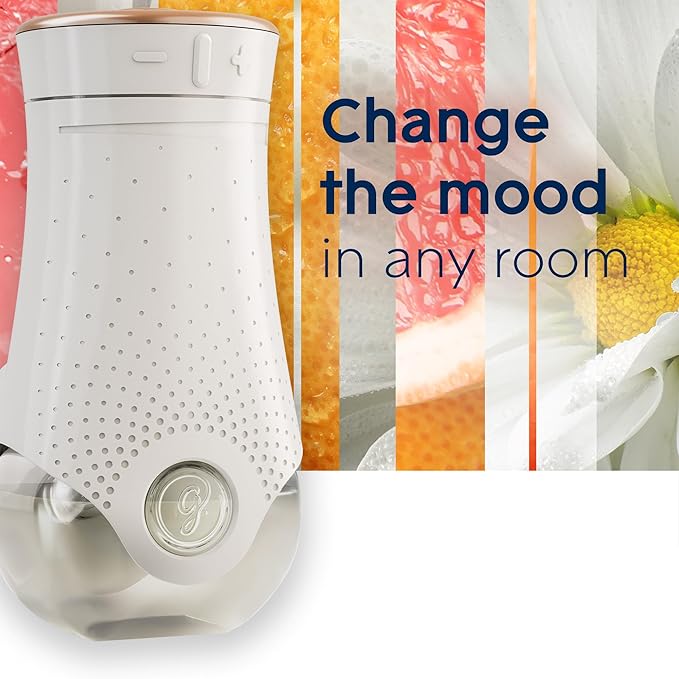 Glade PlugIns Refills Air Freshener Starter Kit, Scented and Essential Oils for Home and Bathroom, Joyful Citrus & Daisies 4.02 Fl Oz, 2 Warmers + 6 Refills