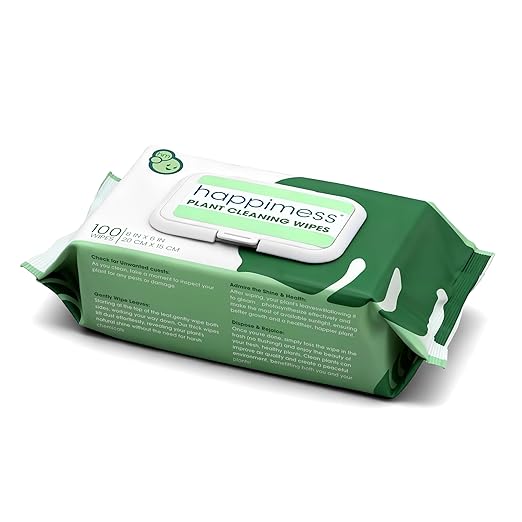 happimess WPE1000A Plant Cleaning Wipes, Gently Cleans & Shines Houseplant Leaves, Dust Remover with Aloe Vera, Shea Butter & Chamomile, 100 Count