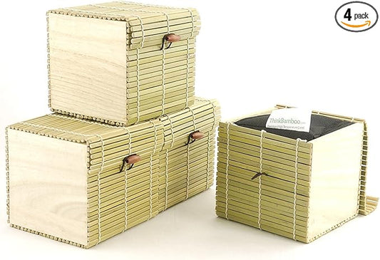 BambooMN Granulated Bamboo Charcoal Odor Absorber Bag in Decorative 4" Green Box, 4 Sets