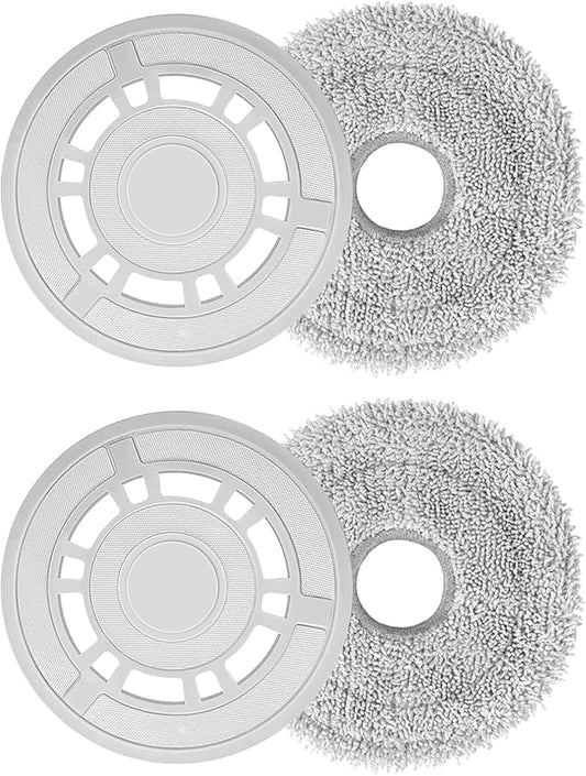 Mop Cloths with Replacement Holder, Wiping Plates for Dreame L10S Ultra / L10s Pro Gen 2/ L10 Ultra/ L10S Pro/ L10 Prime/ X20 Pro, for Xiaomi X20+ Robot Vacuum Cleaner, Mopping Pad Floor Cleaning