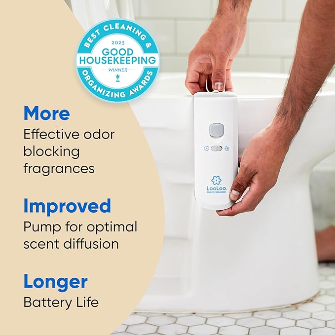 LooLoo 3.0 Touch Free Toilet Freshener Automatic Air Freshener Spray for Bathroom Starter Kit with Light and Deodorizer, Bathroom Spray - Citrus Fresh