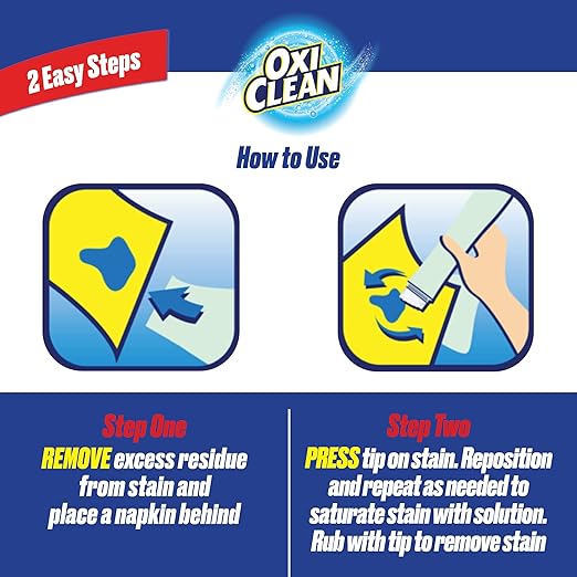 OxiClean On The Go Stain Remover Pen for Clothes, Portable Instant Stain Remover Stick with Scrubber Tip, Travel-Friendly Pen for Clothes Laundry, for Food Drink Cosmetics, 6 Count