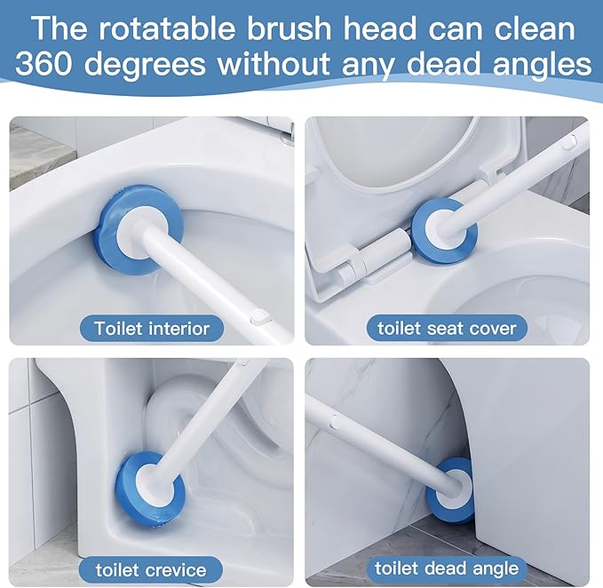 64 Count Disposable Toilet Brush Heads (8 Bags of 8), Toilet Bowl Wand Refills for Bathroom Cleaning, Heavy-Duty Scrubbing Pads, Not for Electric Toilet Brushes