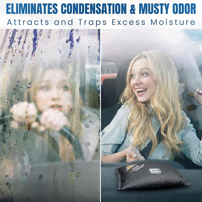 Dehumidifier & Moisture Absorber Bag – Reusable Silica Gel with Color-Changing Indicator – Eliminates Humidity & Musty Odors for Cars, RVs & Home (1)