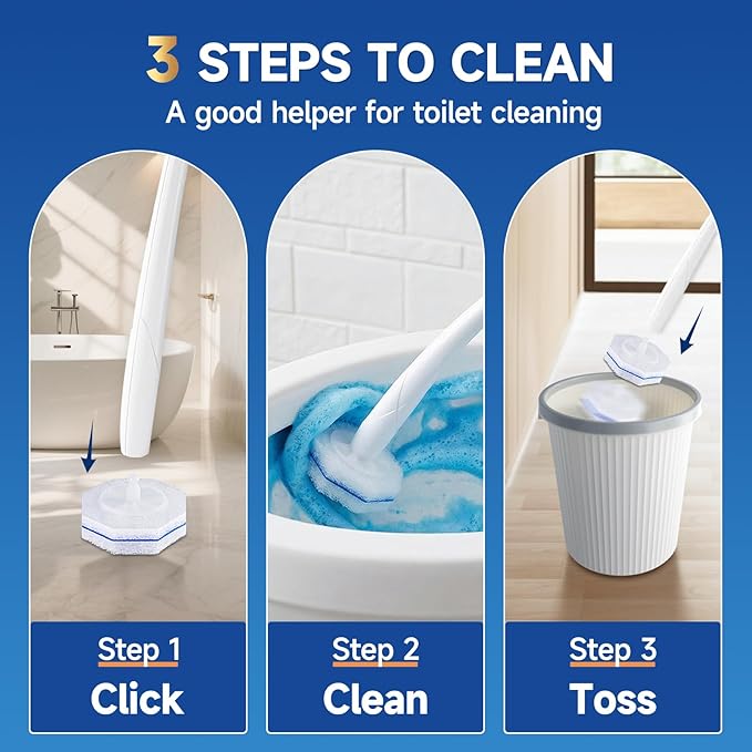 50 Count Toilet Wand Refills Compatible for Clorox, 5X Cleaning Power Toilet Bowl Cleaners & High-Density Disposable Toilet Brush Scrubber - No Falling Apart, Instant Foam Cleaning