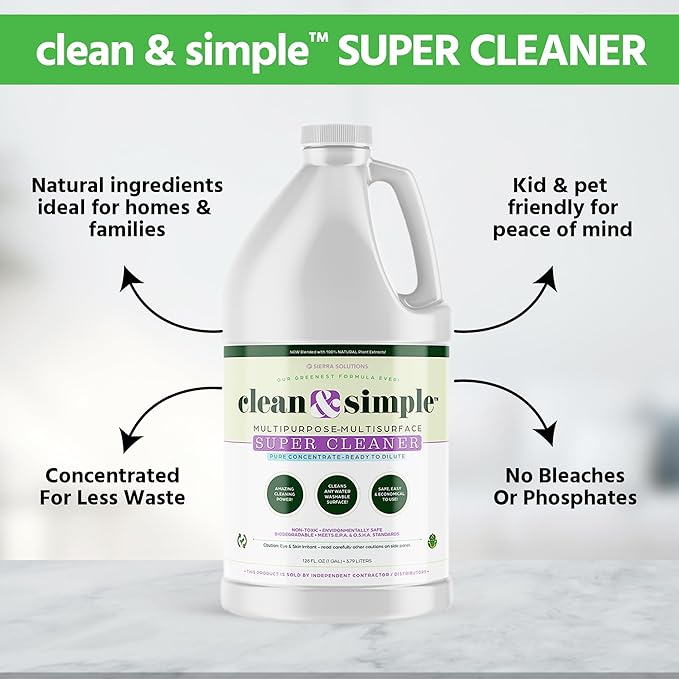 clean & simple™ SUPER CLEANER - Concentrated All-Purpose, Multi-Surface Cleaner, Non-Toxic, Biodegradable