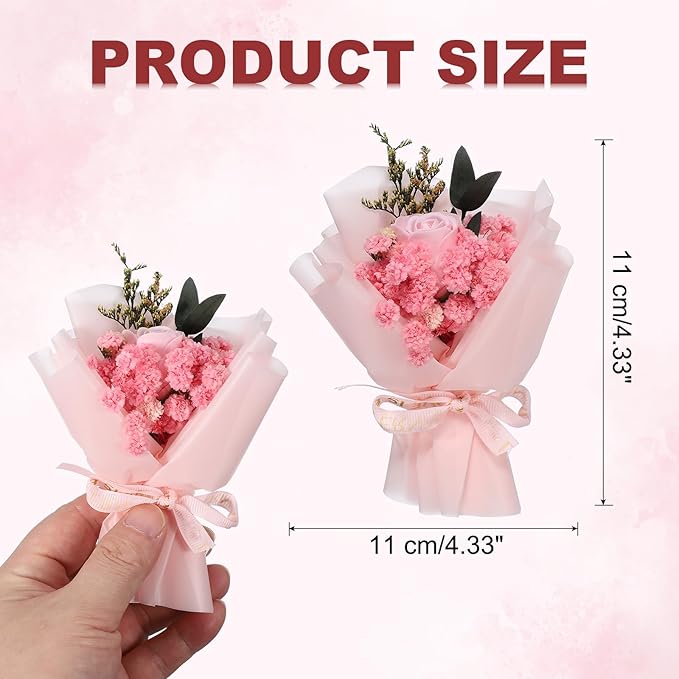 uxcell Pink Small Bouquet Car Air Freshener Vent Clips, Mini Decorative Rose Bouquet with Fragrance Diffuser for Women, Automotive Air Freshener Decoration, Style 4