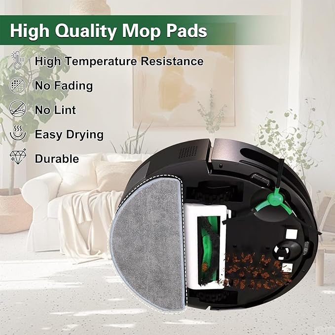 6 Pack Mop Cloth Compatible with iRobot Roomba Combo Essential Y0140 Y0110 Y0540 Q0520, 105/104 Combo Robot Vacuum Cleaner, Microfiber Washable Mop Pad Replacement Accessories Parts