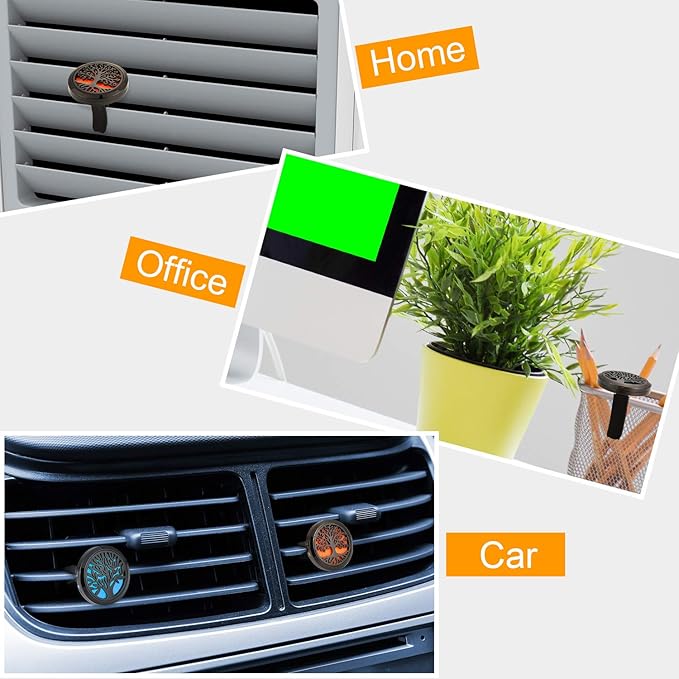 2 Pieces 316l Car Aromatherapy Essential Oil Diffuser Air Freshener with Vent Clip 48 Felt Pad Christmas Gift for Women Men(Tree Patterns)