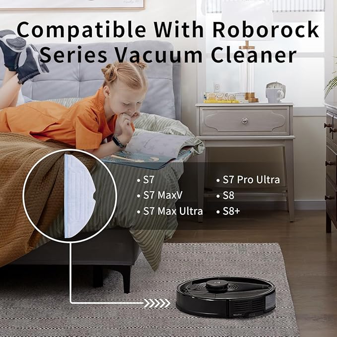 4Pcs Microfiber Mop Cloth Pad for Roborock S8+, S8,S7, S7+, S7 Pro,S7 Max Ultra, S7 MaxV, S7 MaxV Plus, S7 MaxV Ultra Robot Vacuum,Washable Mopping Cloth Accessories