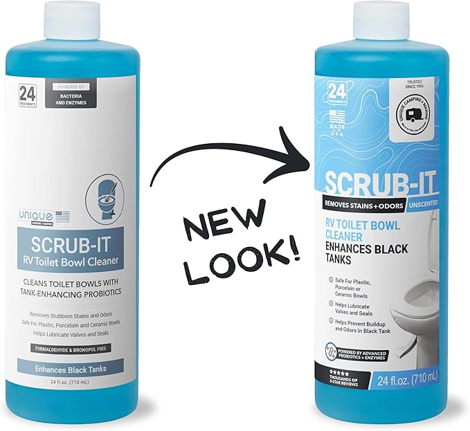 Unique Scrub-It RV Toilet Bowl Cleaner Liquid - Helps Remove Stink, Stains and Debris - Safe on All Toilet Types (24 oz) Amazon Exclusive Packaging