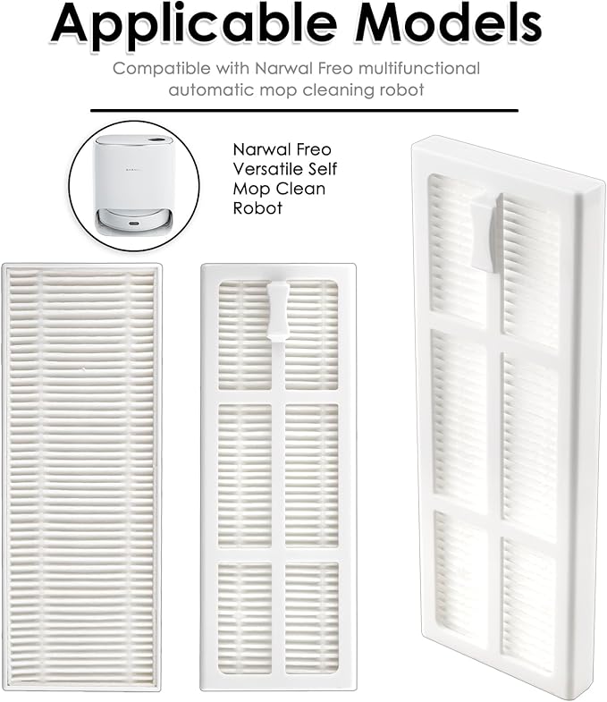 (5 Pieces) HEPA Filters Compatible With Narwal Freo, Wet Dry Vacuum Cleaner Filter Kit, Replacement Parts 5 Filters
