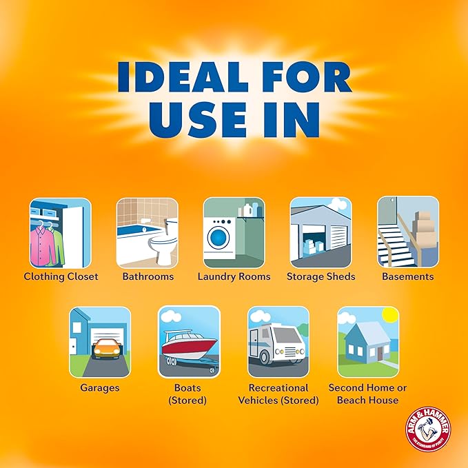 Arm & Hammer Hanging Moisture Absorber and Odor Eliminator, 16.1 oz., 6 Pack, Fragrance Free, Moisture Absorbers for Closet and Small Rooms, Long-Lasting Freshness