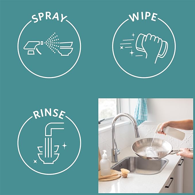Dish Spray Cleaner Starter Kit with Reusable Bottle + 4 Lime Refills; Makes 24oz each