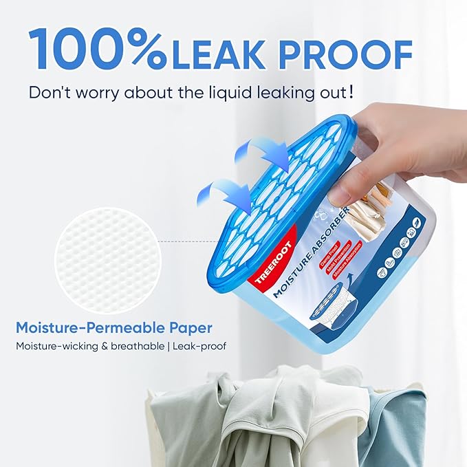 14 Pack Moisture Absorbers, 14 OZ Humidity Absorber Bucket, Moisture Absorbers for Closet, Dehumidifier Bucket for Wardrobes, Kitchens and Bathrooms, Fragrance Free Humidity Absorber