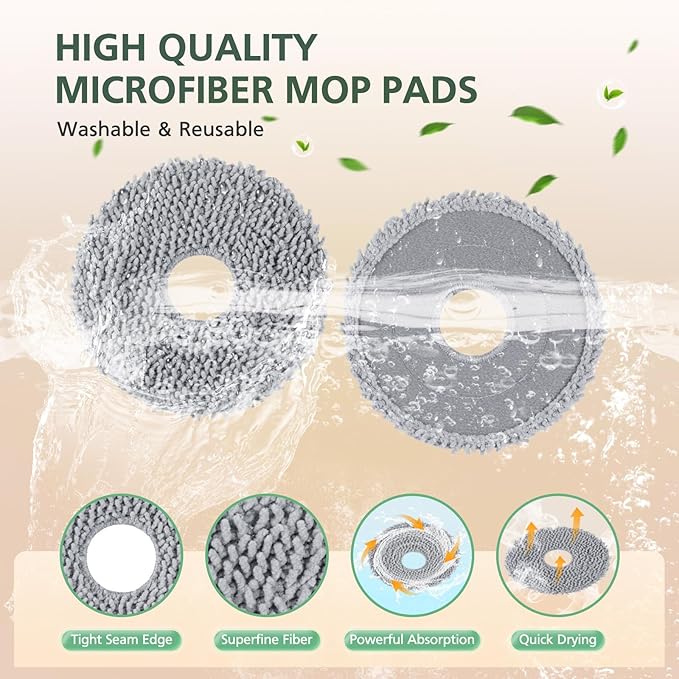 8 Pack Mop Pads for Qrevo QV 35A/ S5V/ Saros 10R/ CurvX/Edge S5A/ QV 35S/ Saros Z70/ Curv S5X/ Qrevo Slim/Qrevo MaxV/Qrevo Edge/Qrevo Curv/Qrevo S/Qrevo Pro/Qrevo Master Mop Cloth Replacement Parts