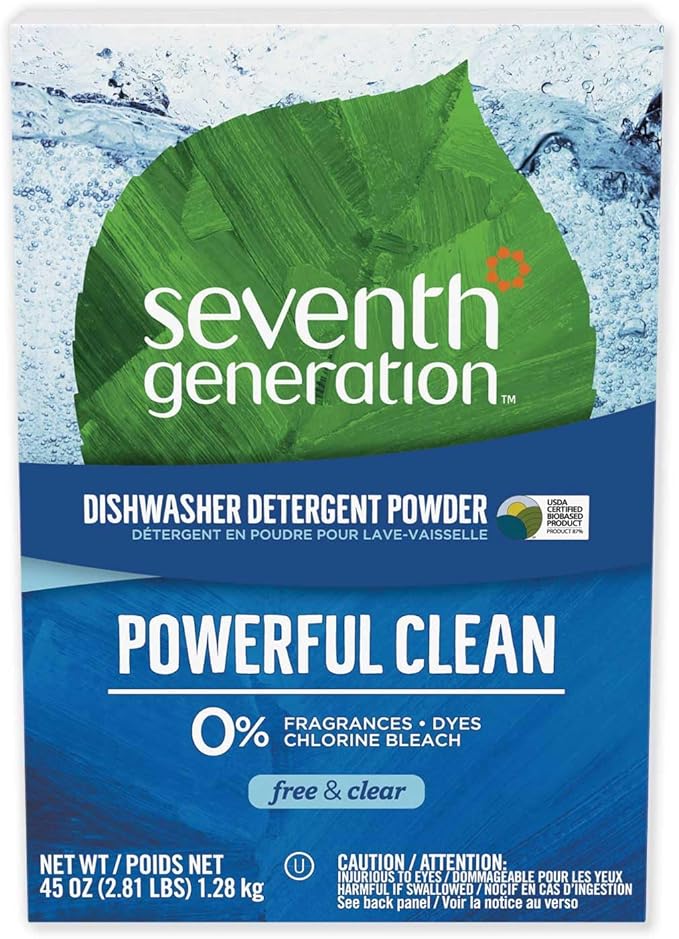 Natural Automatic Dishwasher Powder, Free & Clear, 45oz Box, 12/Carton