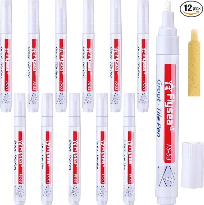 12 Pieces Grout Tile Pen Grout Restorer Pen Renew Repair Marker for Tile Wall Floor (White)