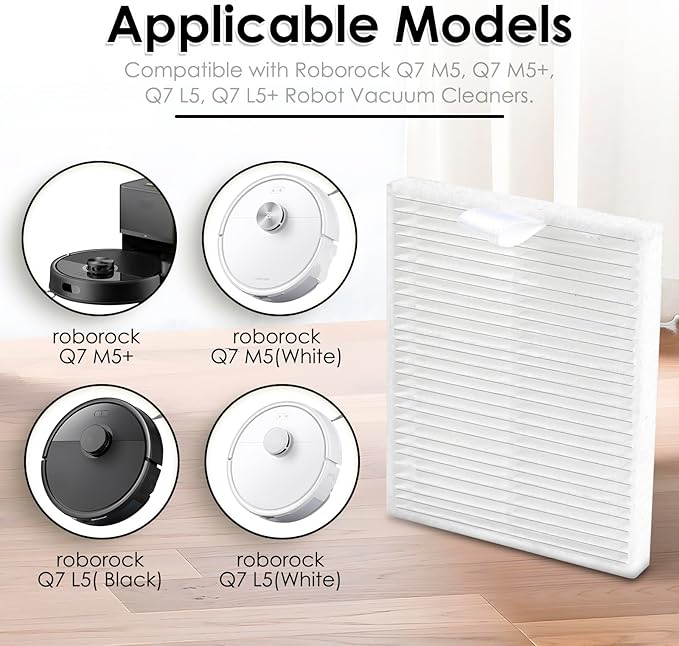 (5 Pack) Q7M5, Q7M5+, Q7L5, Q7L5+ Replacement HEPA Filters for Roborock Q7 M5, Q7 M5+, Q7 L5/ L5+ Robot Vacuum, Filters Accessories Kit, Upright Filter, HEPA Filter Accessories, Canister Filter