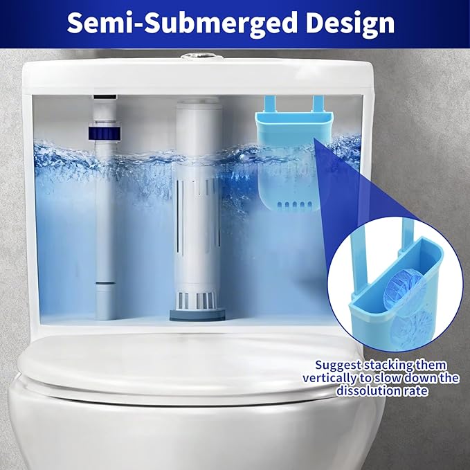Adjustable Toilet Tank Tablet Holder – Controlled Release Bleach Tablets Dispenser for Toilet Tank, Large Capacity ABS Toilets Tanks Cleaner Tablets Container, Fits Most Water Tanks