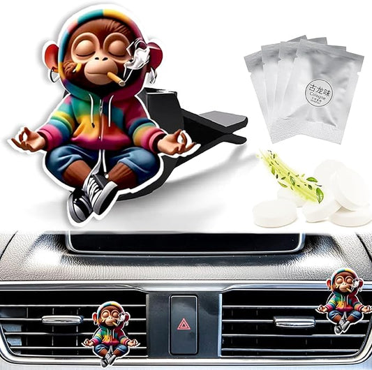 Cute Car Air Freshener Clips Monkey Car Vent Clip Monkey Cars Scents Cologne Air Conditioner Clip Auto Vent Interior Decoration Cars Accessories Monkeys Loves Gifts for Men Women
