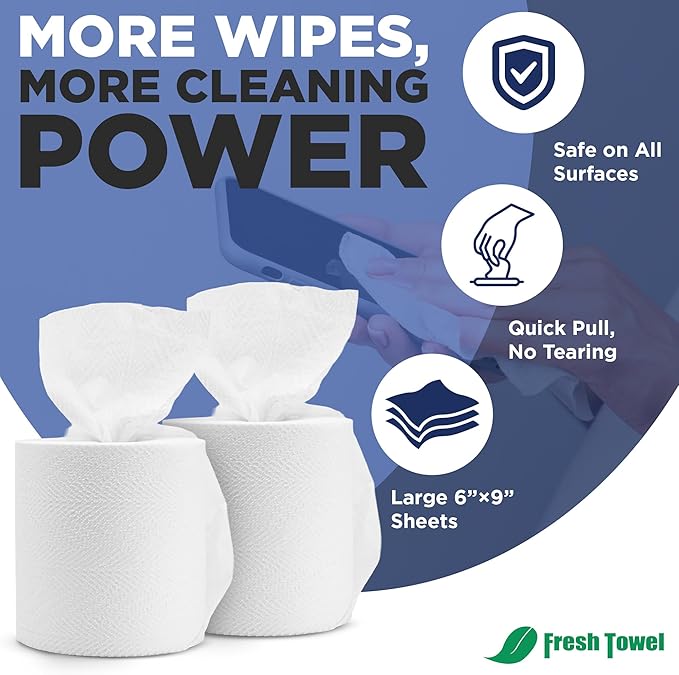 Fresh Towel Mix-N-Wipe Dry Wipes Refill, 2-Pack (220 Sheets) – Make Your Own Wet Wipes – 6" x 9" Sheets – Bulk Paper Towels