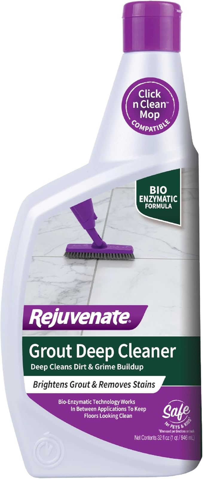 Rejuvenate Grout Deep Cleaner Cleaning Formula Instantly Removes Years of Dirt Build-Up to Restore Grout to the Original Color (32 fl oz x 2 Pack)