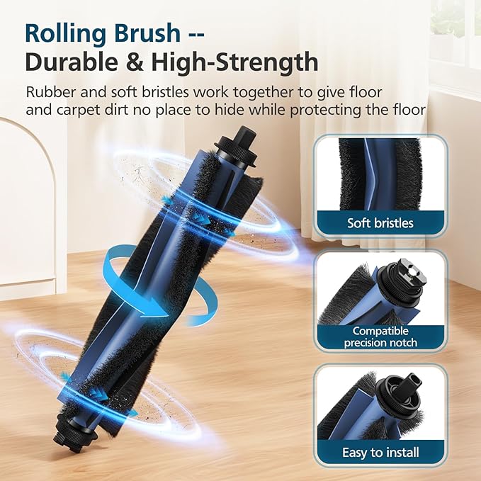 𝗢𝗺𝗻𝗶 𝗖𝟮𝟬 Accessory Kit for eufy Omni C20 Robot Vacuum, 𝟐𝟔 𝗣𝗔𝗖𝗞 Replacement Parts Include: 2* Main Rolling Brush, 4* Washable Filter, 6* Side Brush, 6* Dust Bag, 6* Mop Pad, 2 Tools