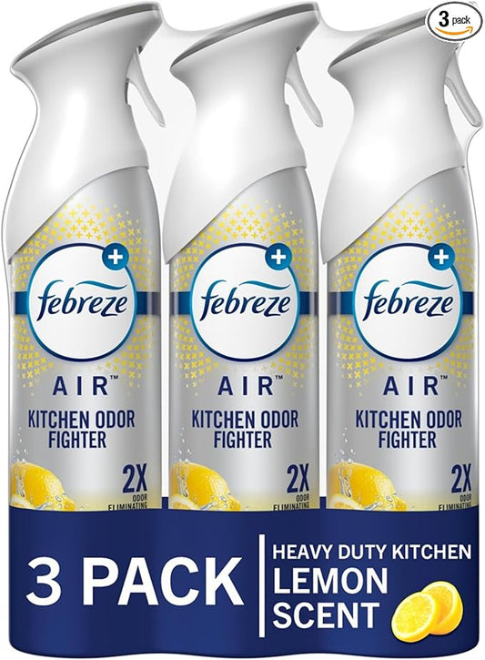 Febreze Air Mist Air Freshener Spray, Odor-Fighting Room Spray, Air Fresheners for Home and Bathroom and Kitchen, Aerosol Can, Kitchen Odor Fighter Scent, 8.8oz (Pack of 3)