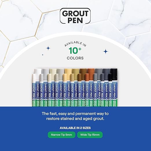 Grout Pen Ivory Tile Paint Marker: Waterproof Grout Paint, Tile Grout Colorant and Sealer Pen - Ivory, Narrow 5mm Tip (7mL) - 3 Pack
