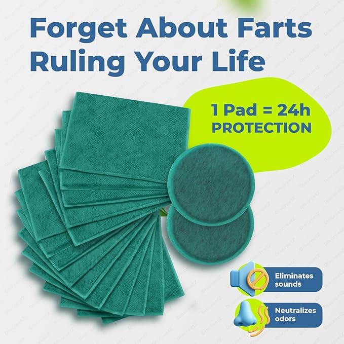 Gas pads absorb odors & sound, activated charcoal odor absorber flatulence pads, bad gas relief for adults, silence sound, women & men charcoal odor absorber underwear pads for buttocks. 30-Count P-30
