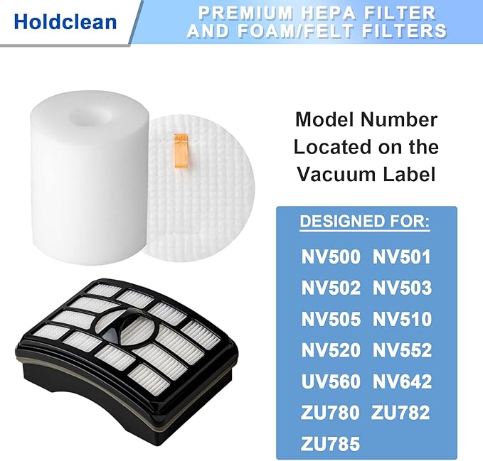 NV500 Vacuum Filter Replacement for Shark Rotator Pro Lift-Away NV501, NV502, NV503, NV505, NV510, NV520, NV552, UV560, ZU785, Parts Xff500 Xhf500, 2 HEPA Filter 4 Foam (Not Fit NV650, NV750 Series)