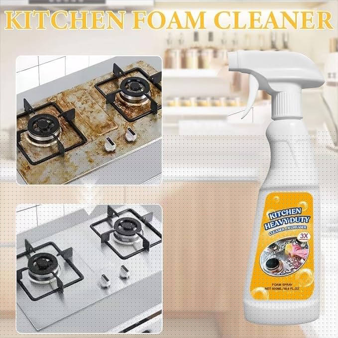 16.9 Fl Oz Heavy Duty Degreaser Cleaner Spray, Kitchen Foam Cleaner, Kitchen Heavy Oil Stain Cleaner, degreaser for stoves and ovens, Grime, And Stains On Microwave & Oven & Stove Top
