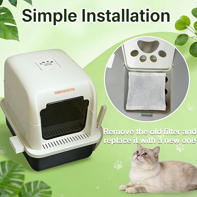 NewKe 12 Pack Odor Remover Refills for Hooded Cat Litter Box, Activated Charcoal Filters Replacement, Odor Eliminator for Automatic Litter Box, Activated Carbon Filters for Pet Odor, Keep Home Fresh