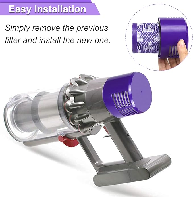 HEPA Filter Replacements for Dyson Cyclone V10 Animal V10 Absolute SV12 V10 Total Clean Cordless Stick Vacuum Part no. 969082-01 (2 Pack)