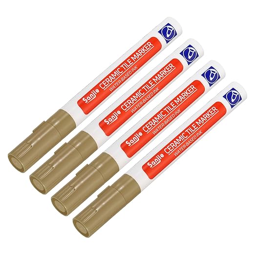 YOKIVE 4 Pcs Grout Paint Pen, Waterproof Khaki Paint Tile Marker, Restoring Grout Lines, Great for Balcony, Kitchen, Bathroom