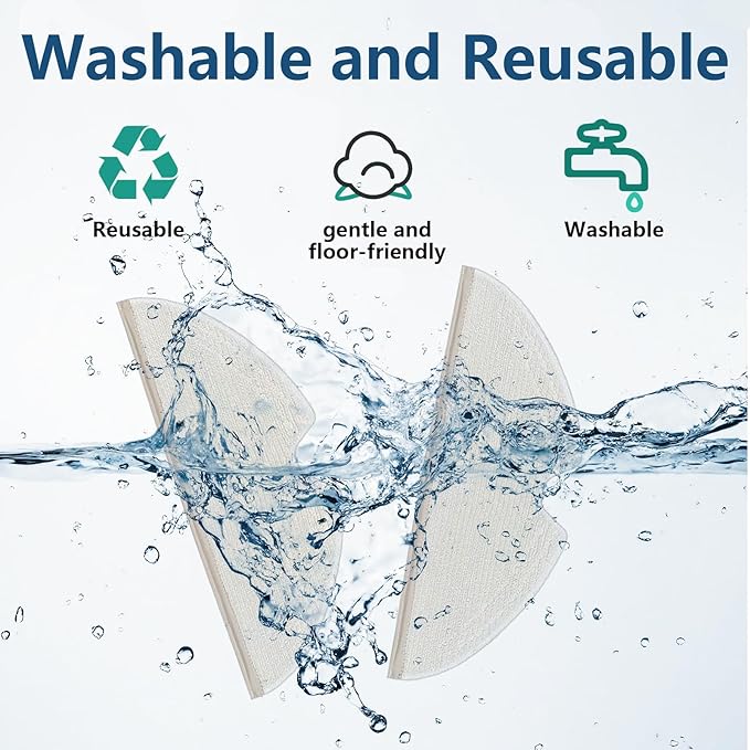Mop Pad for Roborock Q5 Pro, Q7, Q7 Max, S5, S5 MAX, S6, S6 MAXV, S6 Pure, E-Series, Q5, Q8 Max+, Q8 Max Robot Vacuum Cleaner, 8 Pcs Reusable and 2 Pcs Disposable, Q8 Max Mop Pad Replacement